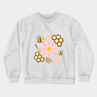 Spring Bee Honey Comb Pattern Design Crewneck Sweatshirt